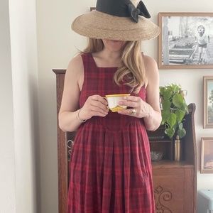 Vintage Laura Ashley Cottagecore Plaid Dress Pinafore